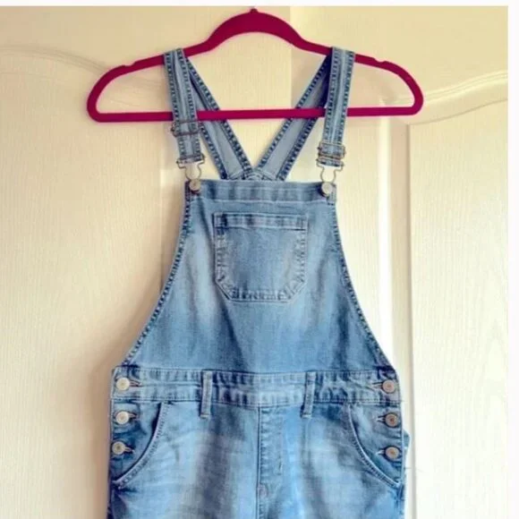 SO medium washed distressed overalls Size 16 kids NWOT - Picture 3 of 6